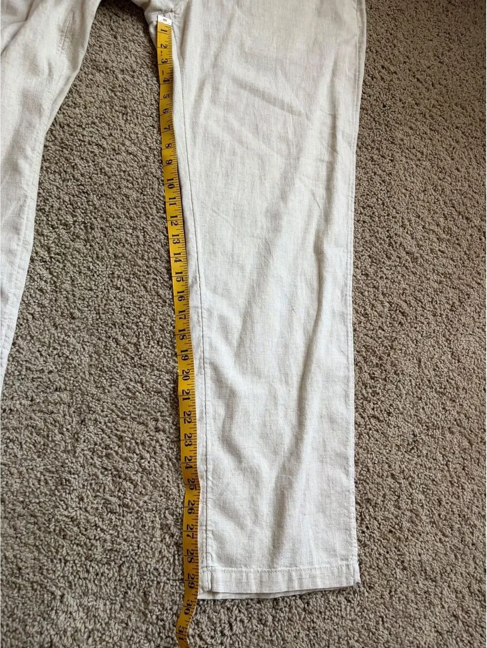 Women's H&M cream linen blend Pants Size M Medium regular fit elastic waist